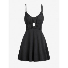 Cami Ruched Mesh Overlay Mini Sun Dress